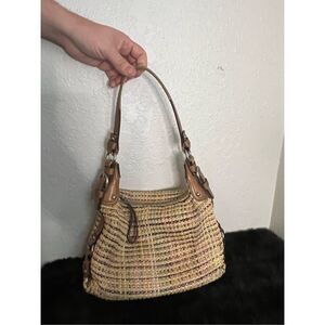 VTG Fossil 1954 Classic Multicolored Woven Handles Strap Bag Purse